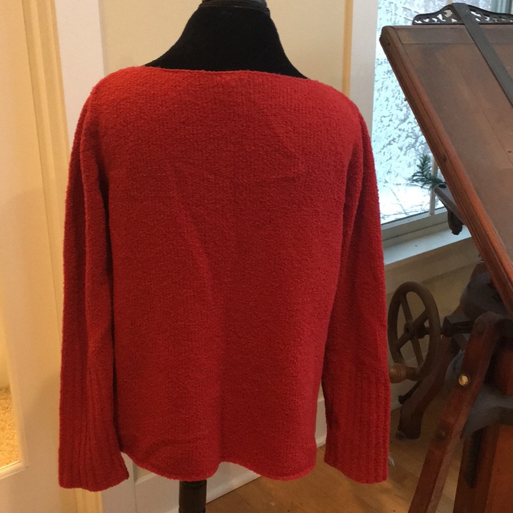 Eileen Fisher Red Wool Sweater - Picture 2 of 7